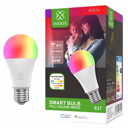 Fotografija izdelka WOOX R9074 Smart WiFi LED E27 10W RGB 2700K-6500K zatemnilna pametna žarnica