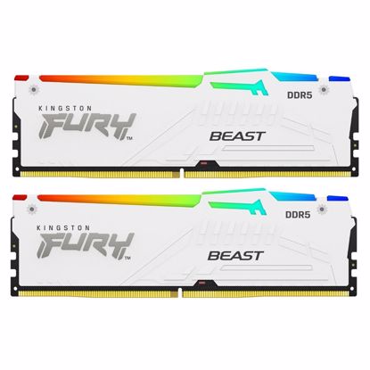 Fotografija izdelka KINGSTON Fury Beast 64GB (2x32GB) 6000MT/s DDR5 CL30 XMP KF560C30BWEAK2-64 RGB beli ram pomnilnik