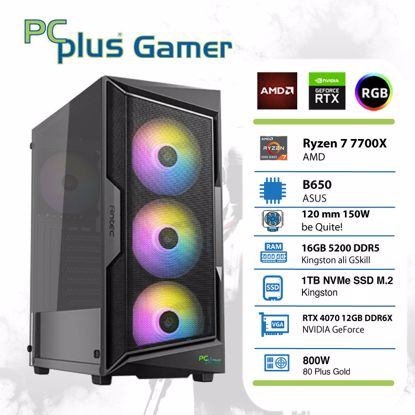 Fotografija izdelka PCPLUS Gamer Ryzen 7 7700X 16GB 1TB NVMe SSD GeForce RTX 4070 12GB RGB gaming namizni računalnik