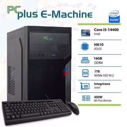 Fotografija izdelka PCPLUS E-machine i5-14400 16GB 1TB NVMe SSD tipkovnica miška namizni računalnik