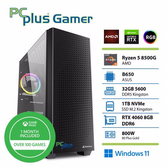 Fotografija izdelka PCPLUS Gamer Ryzen 5 8500G 32GB 1TB SSD GeForce RTX 4060 8GB RGB Windows 11 gaming